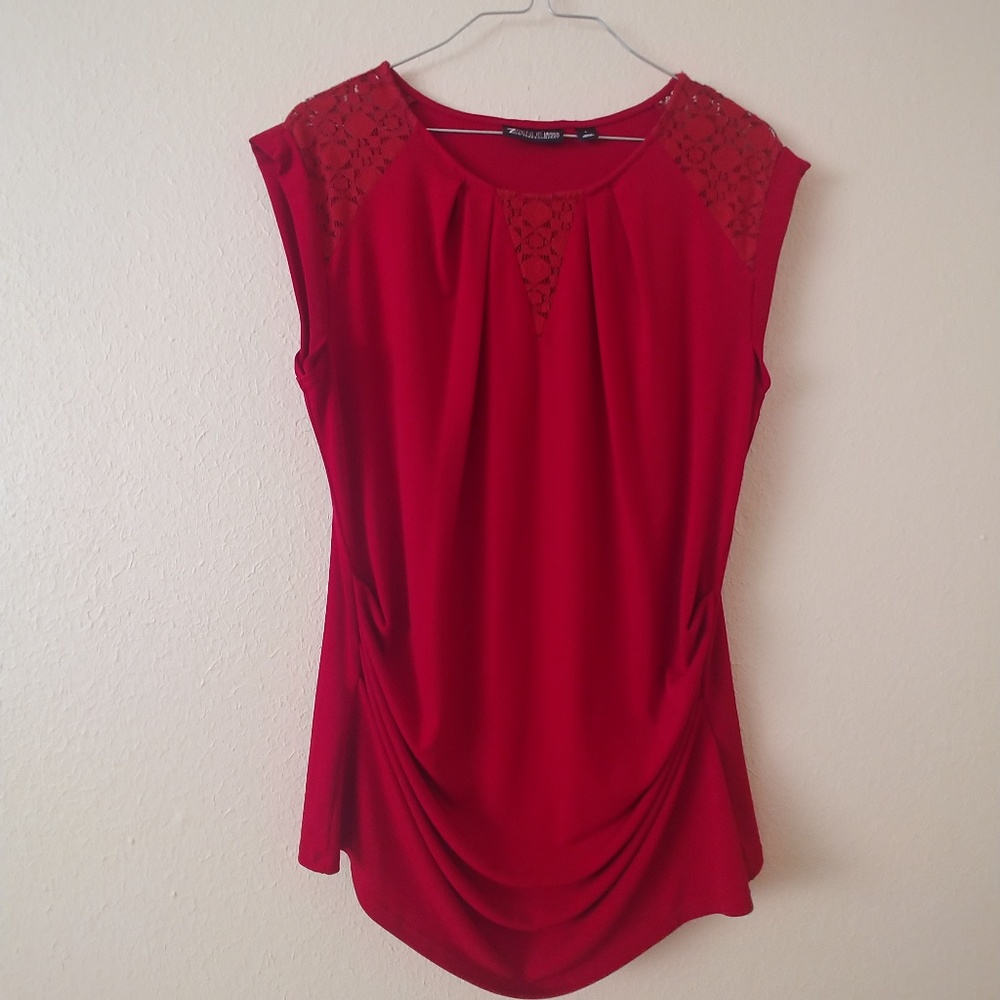 Sleeveless Red Blouse